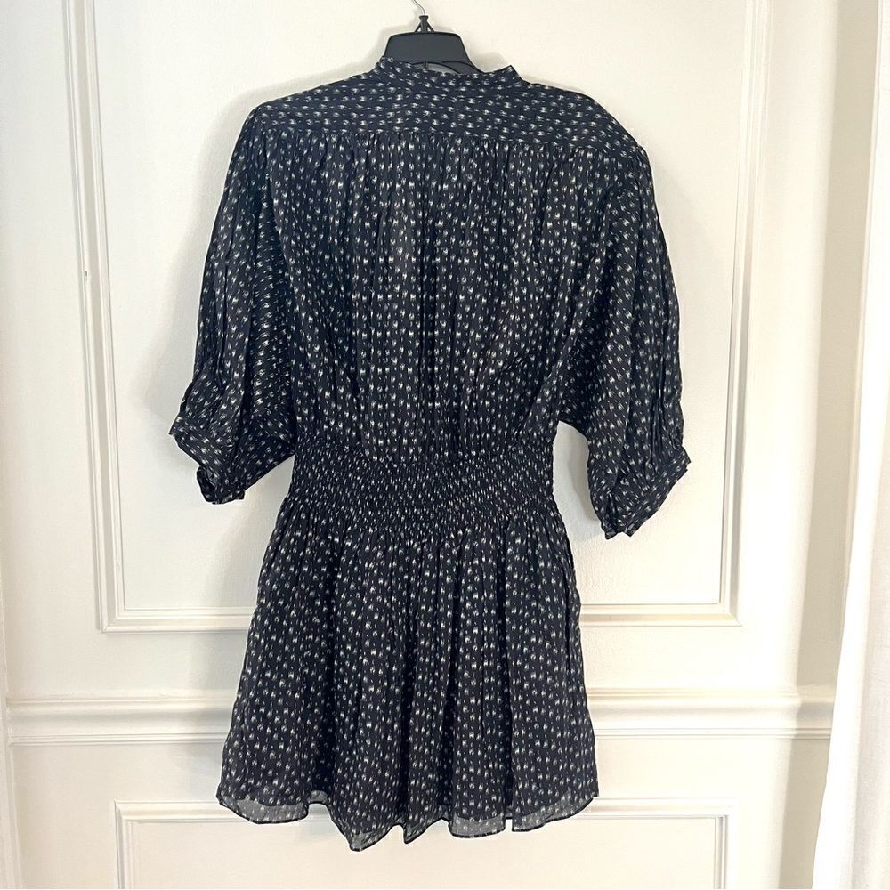 Rebecca Taylor Ikat Cotton Long Sleeve Shirtdress Size Navy Medium NWT - Picture 12 of 12